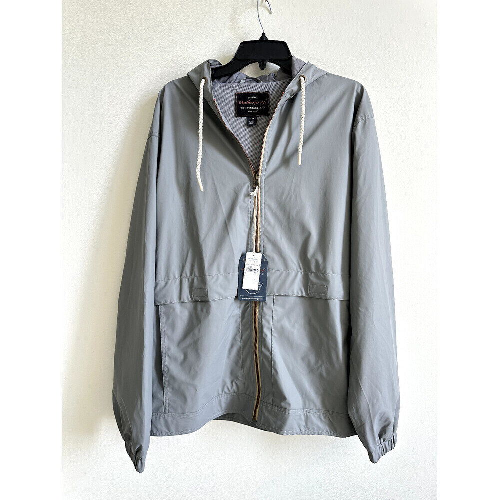 Weatherproof Hooded Full Zip Rain Slicker Sport Jacket Raincoat In Grey L $129